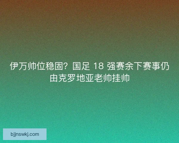 伊万帅位稳固？国足 18 强赛余下赛事仍由克罗地亚老帅挂帅